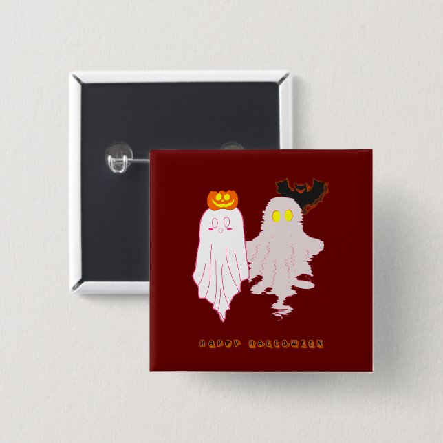 Cute Baby Ghosts Halloween Button (Front & Back)