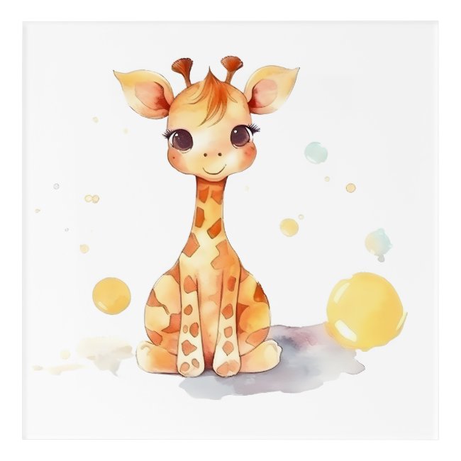 Cute Baby Giraffe Acrylic Wall Art