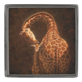 Cute Baby Giraffe and Mother Gunmetal Finish Lapel Pin