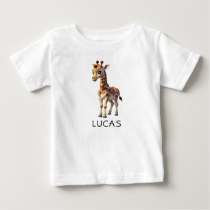 Cute Baby Giraffe Animal Kids Personalize  T-Shirt