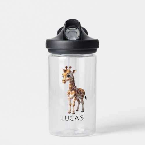 Cute Baby Giraffe Animal Kids Personalize  Water Bottle