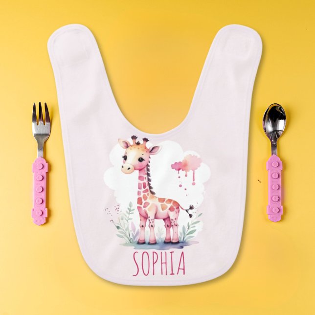 Cute Baby Giraffe Animal Personalized Bib (Creator Uploaded)