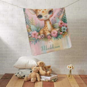 Cute Baby Giraffe Baby Blanket
