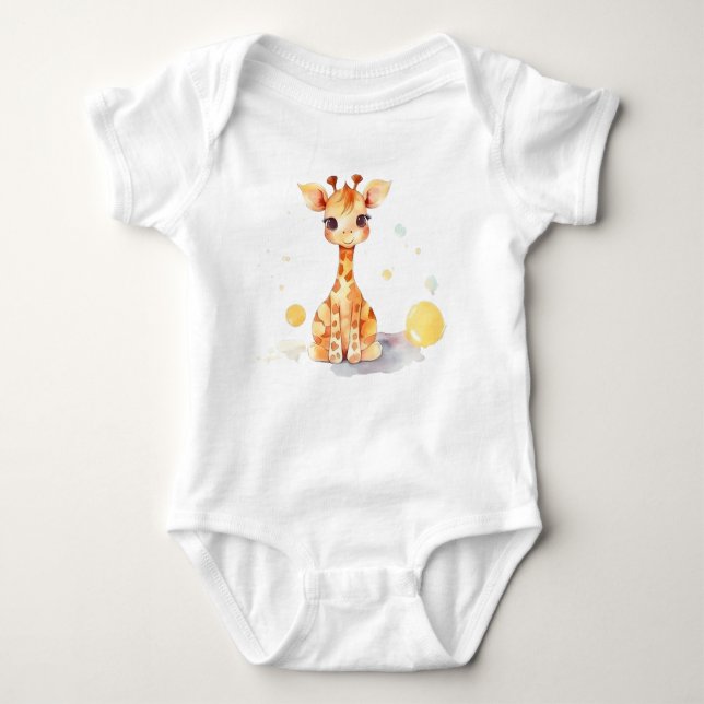 Cute Baby Giraffe Baby Bodysuit (Front)