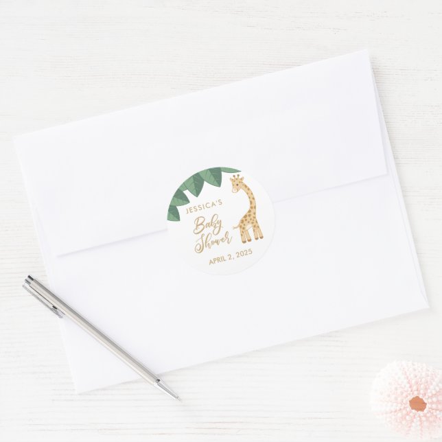 Cute baby giraffe baby shower favor stickers (Envelope)