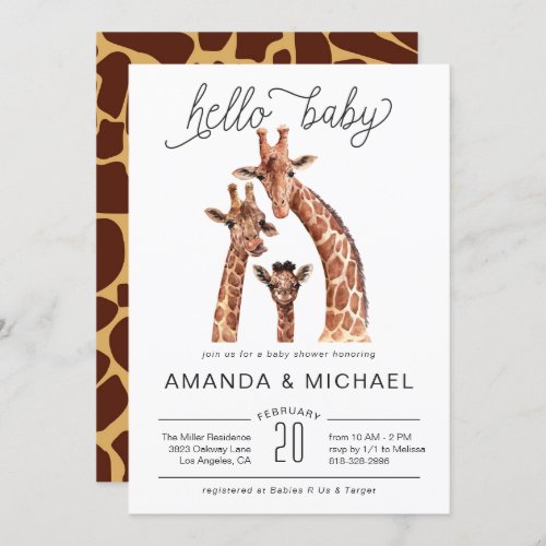 Cute Baby Giraffe  Baby Shower Invitation
