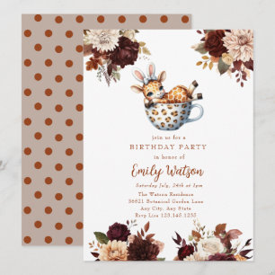 Cute Baby Giraffe Birthday Tea Party Invitation