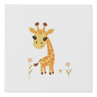 Cute Baby Giraffe Boho Faux Canvas Print