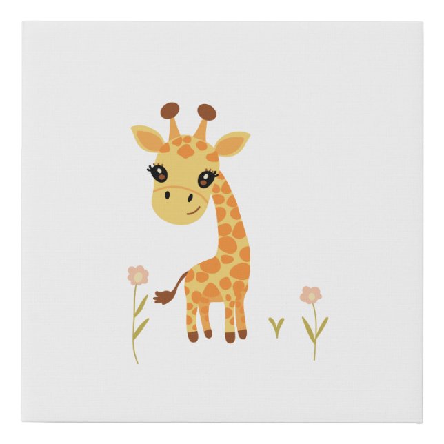 Cute Baby Giraffe Boho Faux Canvas Print (Front)