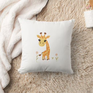 Cute Baby Giraffe Boho Throw Pillow
