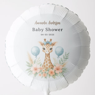 Cute Baby Giraffe Boy Baby Shower Blue Safari Balloon