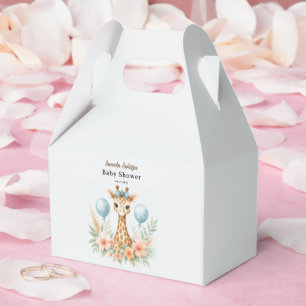 Cute Baby Giraffe Boy Baby Shower Blue Safari Favor Boxes