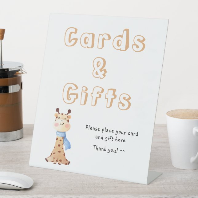 Cute Baby Giraffe Cards & Gifts Pedestal Sign (In SItu)