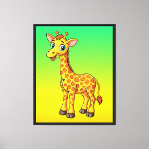 Cute Baby Giraffe Cartoon-35281 Canvas Print