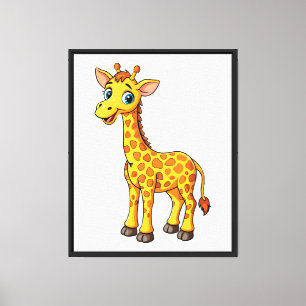 Cute Baby Giraffe Cartoon-35281 Canvas Print