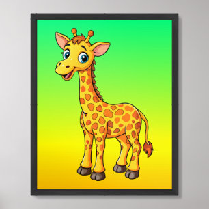 Cute Baby Giraffe Cartoon-35281 Framed Art