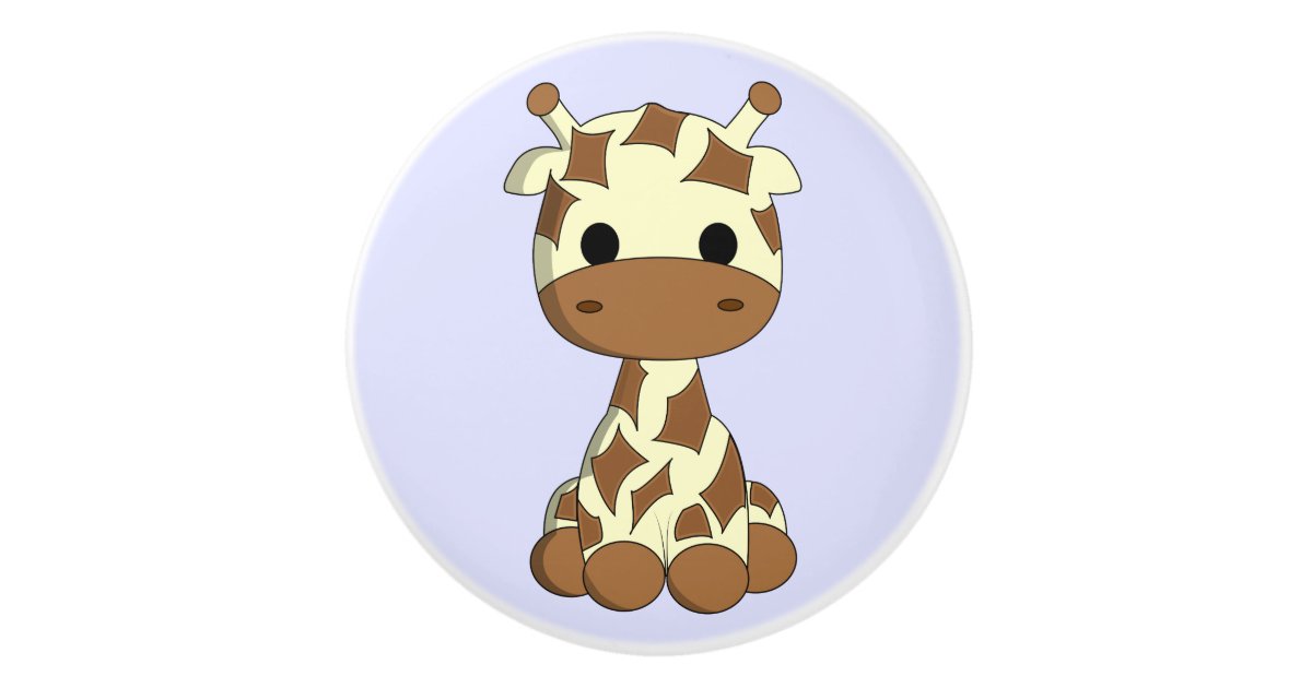 Cute baby giraffe cartoon kids ceramic knob | Zazzle