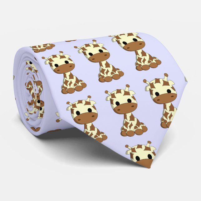 Cute baby giraffe cartoon neck tie (Rolled)