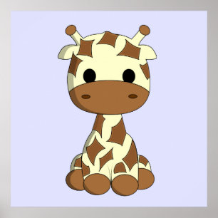 Cute baby giraffe cartoon nursery poster