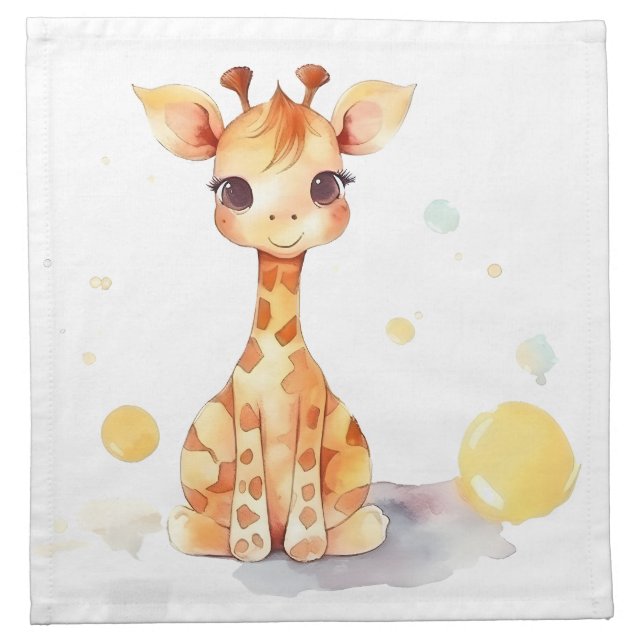 Cute Baby Giraffe Cloth Napkin (Front)