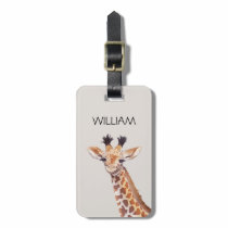 Cute Baby Giraffe Custom Name Luggage Tag