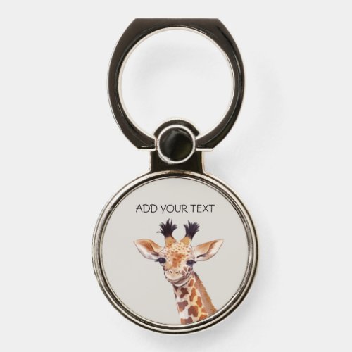 Cute Baby Giraffe Custom Name  Phone Ring Stand