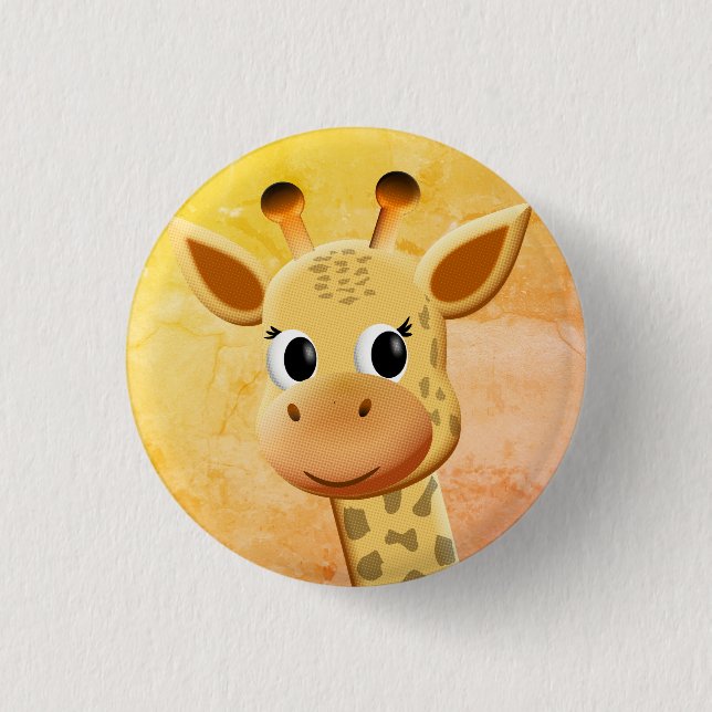 Cute Baby Giraffe Drawing Button (Front)