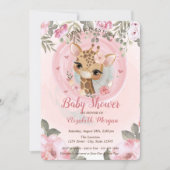 Cute Baby Giraffe Floral Baby Shower Invitation (Front)