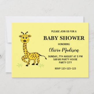 Cute Baby Giraffe Girl Baby Shower 
