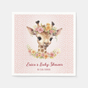 Cute Baby Giraffe Girl Wild Safari Shower Sprinkle Napkins