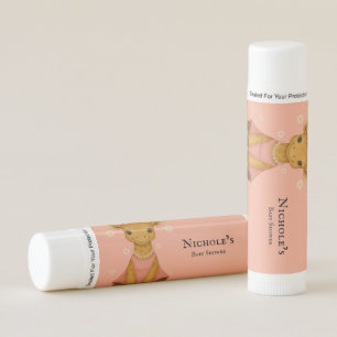 Cute Baby Giraffe in Pink Girl Baby Shower Favor Lip Balm