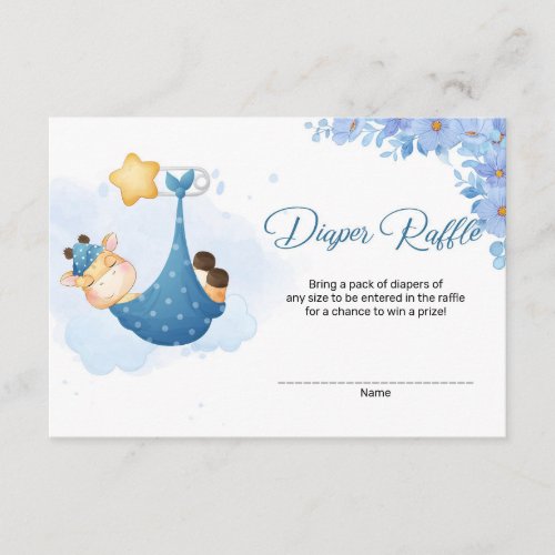 Cute baby giraffe in the sky stars diaper raffle  enclosure card