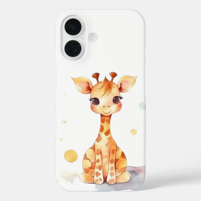 Cute Baby Giraffe iPhone 16 Case (Back)