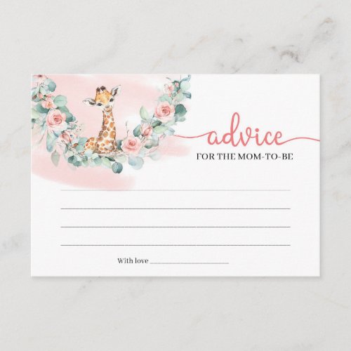 Cute Baby giraffe jungle Advice for the mom_to_be Enclosure Card