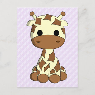 Cute baby giraffe kawaii cartoon girls postcard