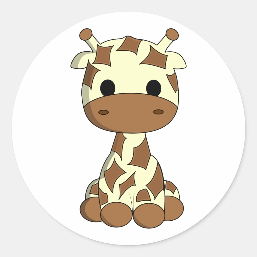 Cute baby giraffe kawaii cartoon kids stickers Zazzle