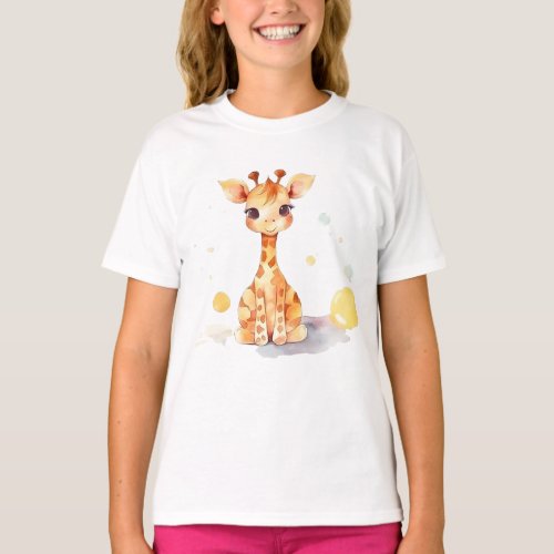 Cute Baby Giraffe Kids Basic T_Shirt