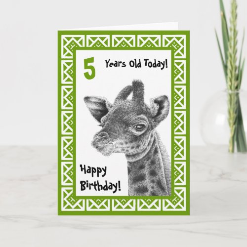 Cute Baby Giraffe Kids Birthday Card