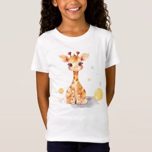 Cute Baby Giraffe Kids Jersey T_Shirt