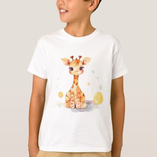 Cute Baby Giraffe Kids T_Shirt