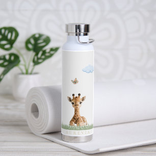 Cute Baby Giraffe Kids Water Bottle Safari Jungl