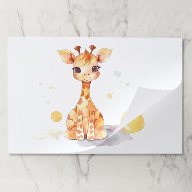 Cute Baby Giraffe Large Tearaway Placemats (Folded)