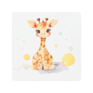 Cute Baby Giraffe Metal Wall Art