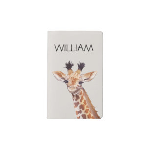 Cute Baby Giraffe Name Kids  Pocket Moleskine Notebook