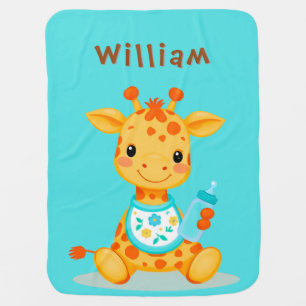🌸 Cute Baby Giraffe Nursery Charm Sweet Cartoon💛 Blanket