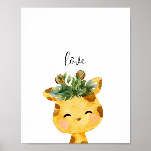 Cute Baby Giraffe Nursery Poster