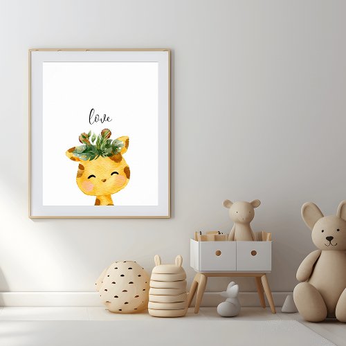 Cute Baby Giraffe Nursery Poster