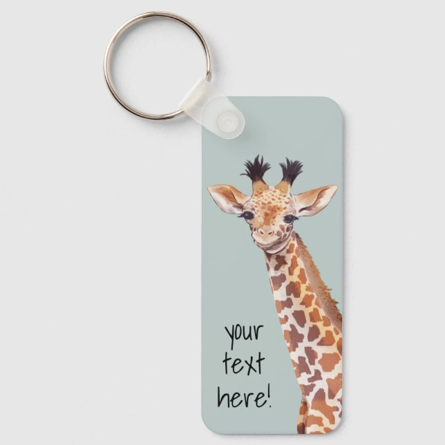 Cute Baby Giraffe Personalized  Keychain (Front)