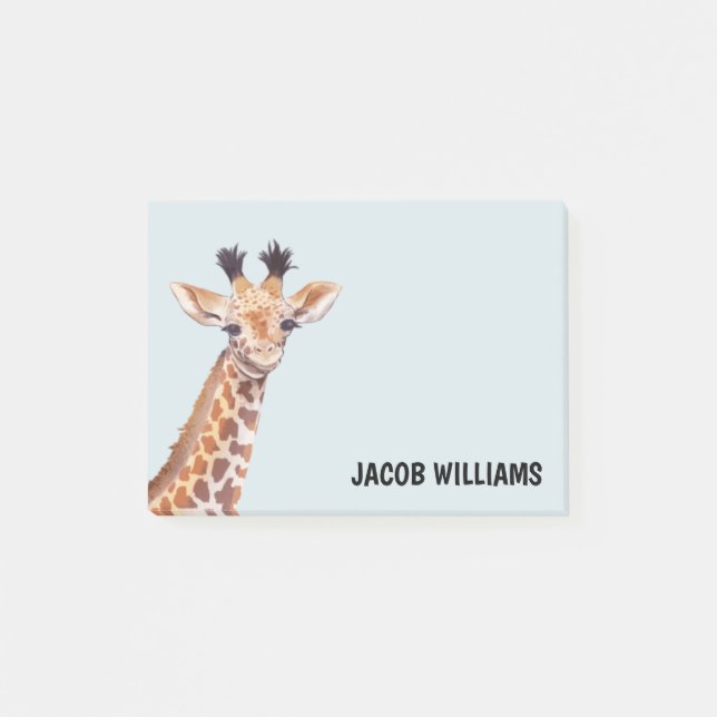 Cute Baby Giraffe Personalized Name  Post-it Notes (Front)