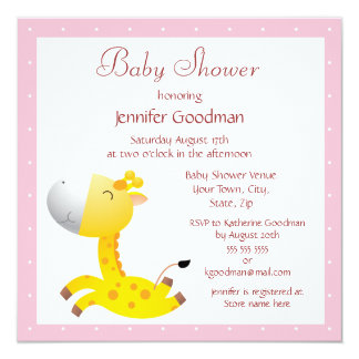 Pink Giraffe Baby Shower Invitations & Announcements | Zazzle